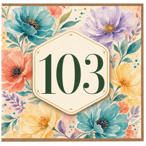 103rd Birthday Card, Floral 103 Birthday Card