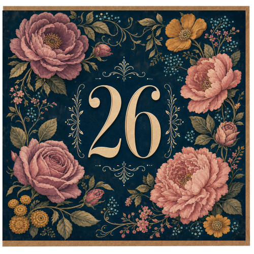 26th Birthday Card, Floral 26 Birthday Card