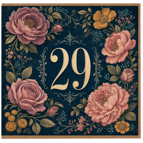 29th Birthday Card, Floral Number 29 Birthday Card