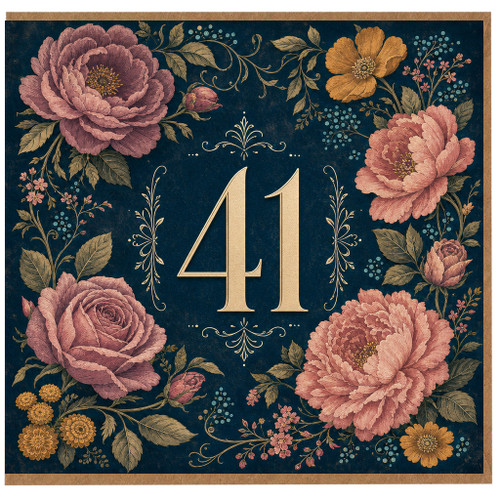 41st Birthday Card, Elegant Floral 41 Birthday Card