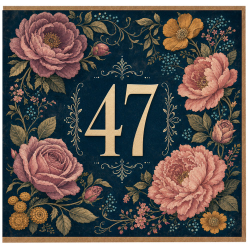 47th Birthday Card, Floral 47 Birthday Card