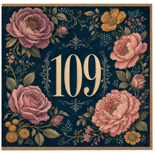 109th Birthday Card, Floral 109 Birthday Card