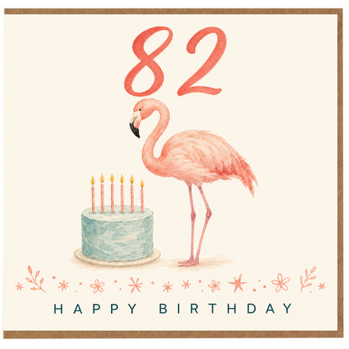 82nd Birthday Card, Flamingo Happy Birthday Card