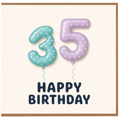 35th Birthday Card, Happy Birthday Balloon Design
