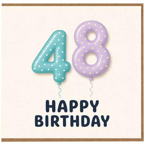 48th Birthday Card, Happy Birthday Card for 48 Year Old