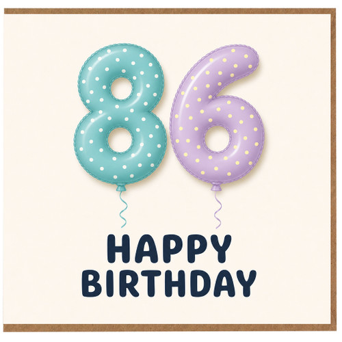 86th Birthday Card, Happy Birthday Balloon Number Design