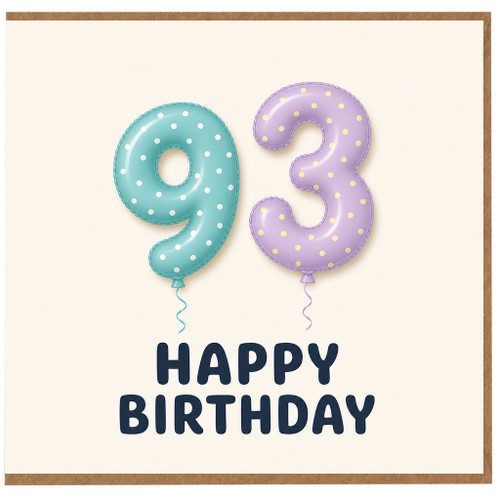 93rd Birthday Card, Happy Birthday Balloon Design