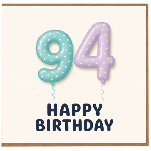 94th Birthday Card, Happy Birthday Balloon Number Design