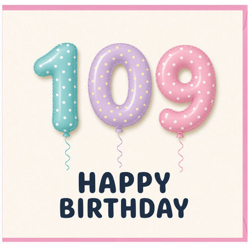109th Birthday Card, Happy Birthday Card