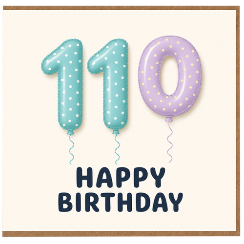110th Birthday Card, Happy Birthday Balloon Design