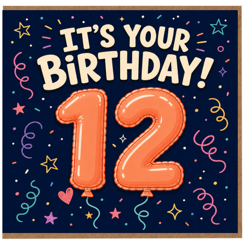 12th Birthday Card, It's Your Birthday Celebration Card