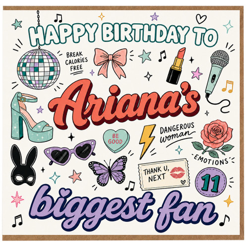 11th Birthday Card, Happy Birthday to Ariana's Biggest Fan Card