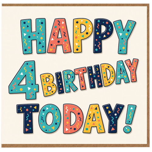 4th Birthday Card, Happy 4 Birthday Today Card