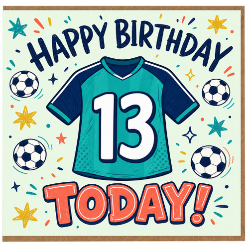 13th Birthday Card, Football Shirt Design, Happy Birthday Today