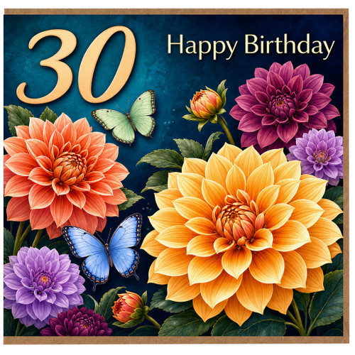 30th Birthday Card, Floral Happy Birthday Card