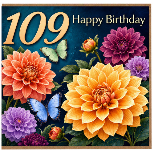 109th Birthday Card, Floral Happy Birthday Card