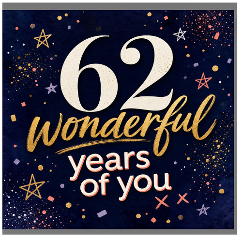 62nd Birthday Card, 62 Wonderful Years of You
