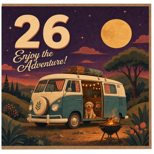 26th Birthday Card, Enjoy the Adventure Camper Van Card