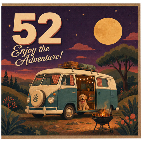 52nd Birthday Card, Enjoy the Adventure Camper Van Card