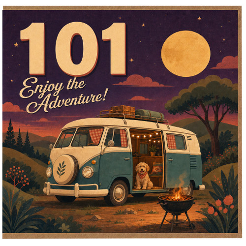 101st Birthday Card, Enjoy the Adventure Camper Van Design