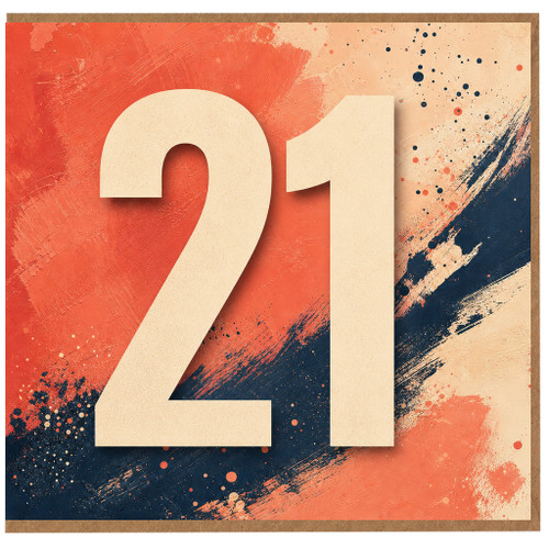 21st Birthday Card, Abstract Paint Splash Number 21 Card