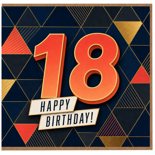18th Birthday Card, Happy Birthday Geometric Design