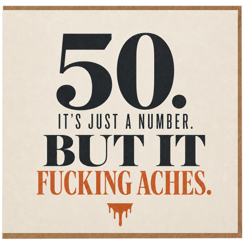 50th Birthday Card, It’s Just a Number But It Fucking Aches Card