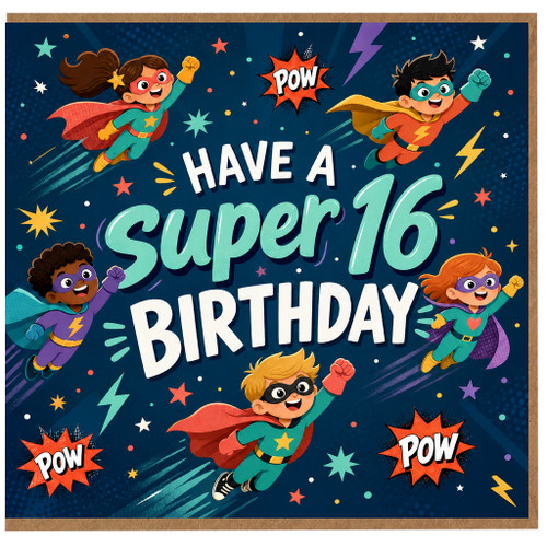 16th Birthday Card, Superhero Birthday Card for na, na or Teen