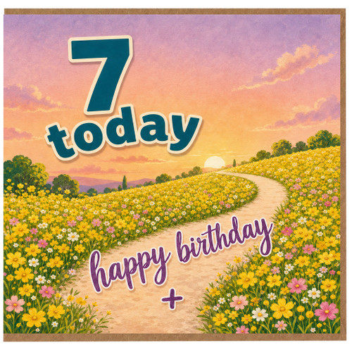 7th Birthday Card, 7 Today Happy Birthday Card