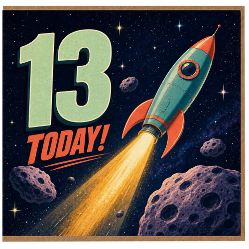 13th Birthday Card, Space Rocket Today Card