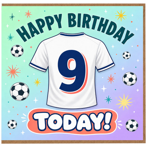 9th Birthday Card, Football Shirt Design