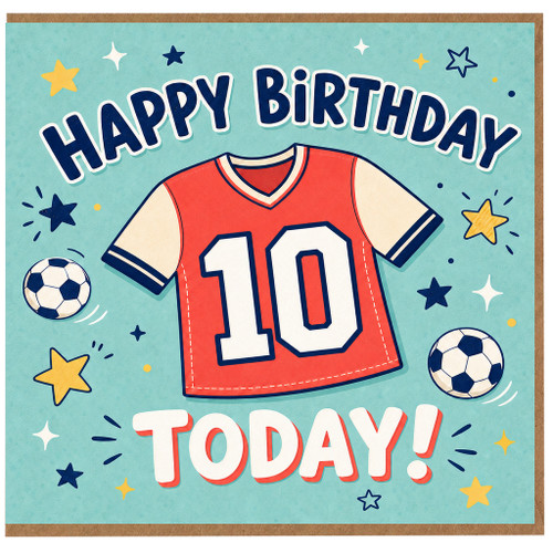 10th Birthday Card, Football Shirt Design