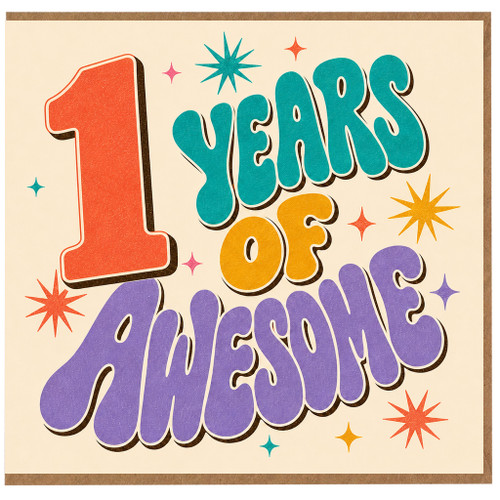 1st Birthday Card, 1 Year of Awesome Celebration Card