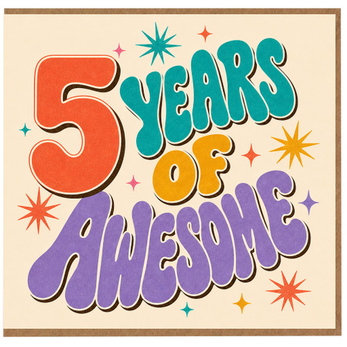 5th Birthday Card, 5 Years of Awesome