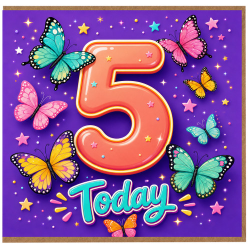 5th Birthday Card, Butterfly Today Card