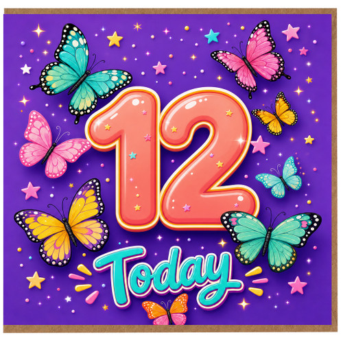 12th Birthday Card, Today Butterfly Design