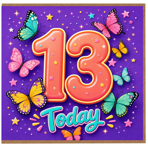 13th Birthday Card, Butterfly Today Card