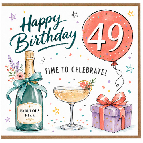 49th Birthday Card, Happy Birthday Time to Celebrate Card