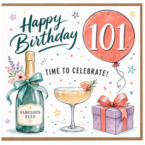 101st Birthday Card, Happy Birthday 101 Time to Celebrate Card