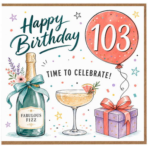 103rd Birthday Card, Happy Birthday 103 Celebration Card