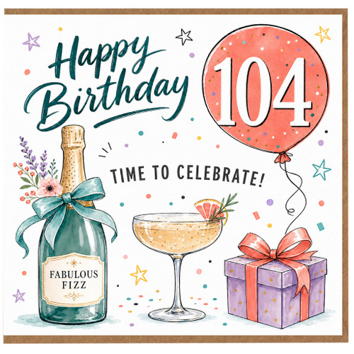 104th Birthday Card, Happy Birthday 104, Time to Celebrate Celebration Card