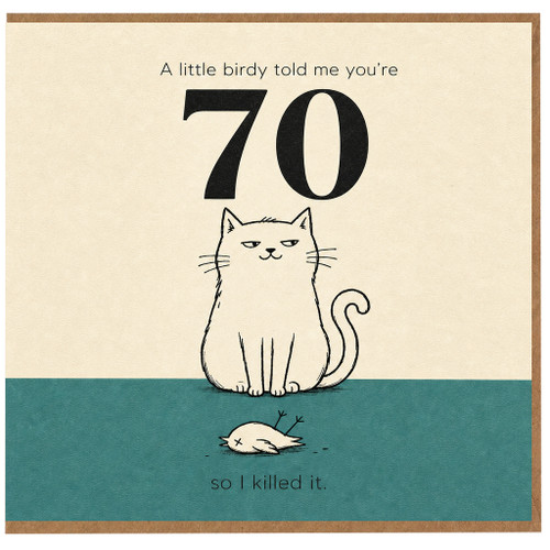 70th Birthday Card, Funny Cat Joke Card for 70 Year Old