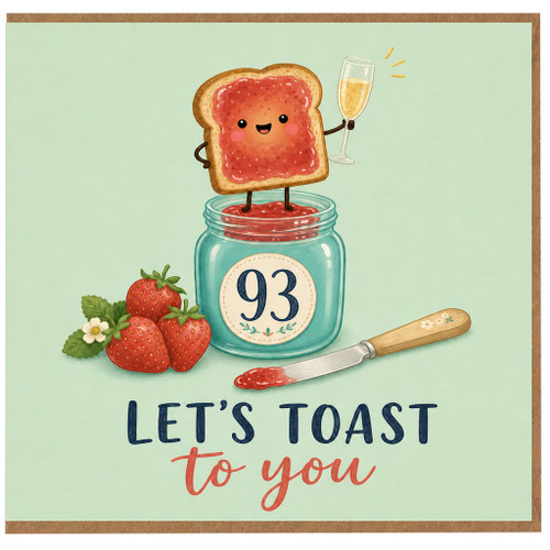 93rd Birthday Card, Let's Toast to You Card