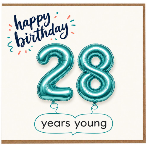 28th Birthday Card, Happy 28 Years Young Birthday Card