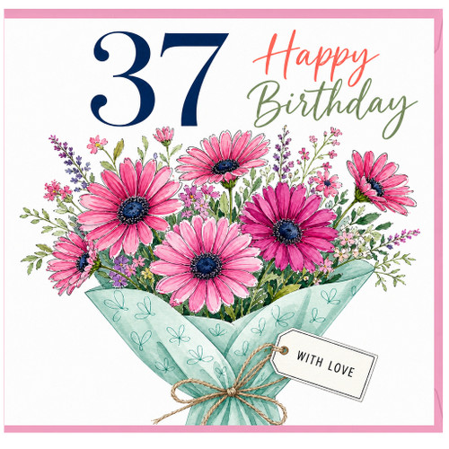 37th Birthday Card, Floral Happy Birthday Card With Love