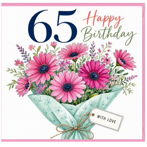 65th Birthday Card, Happy Birthday Floral Bouquet Card