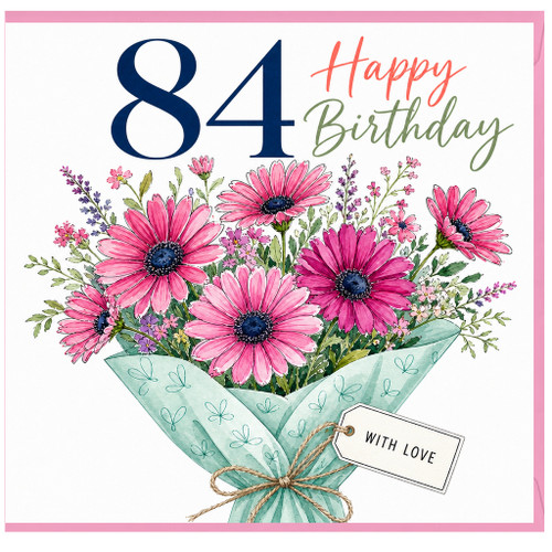 84th Birthday Card, Floral Bouquet Happy Birthday Card