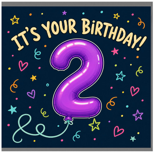 2nd Birthday Card, It's Your Birthday Balloon Design