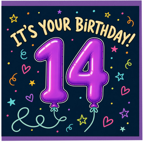 14th Birthday Card, It’s Your Birthday 14 Card