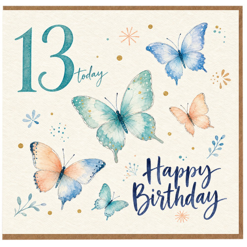 13th Birthday Card, with Butterflies